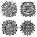 Set of black and white mandalas isolated on white background. Vector illustration. Royalty Free Stock Photo